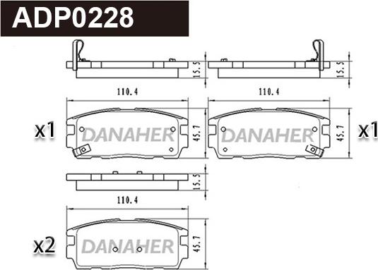 Danaher ADP0228 - Тормозные колодки, дисковые, комплект autosila-amz.com