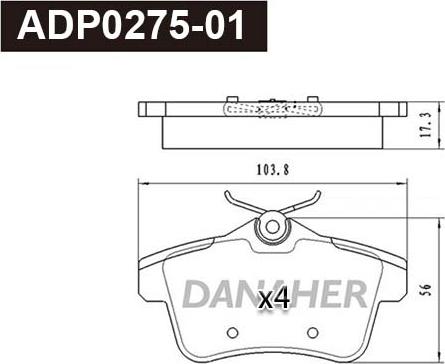 Danaher ADP0275-01 - Тормозные колодки, дисковые, комплект autosila-amz.com