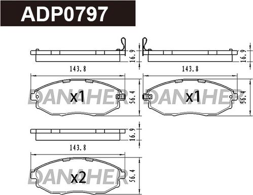 Danaher ADP0797 - Тормозные колодки, дисковые, комплект autosila-amz.com