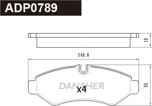 Danaher ADP0789 - Тормозные колодки, дисковые, комплект autosila-amz.com