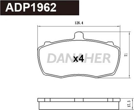 Danaher ADP1962 - Тормозные колодки, дисковые, комплект autosila-amz.com