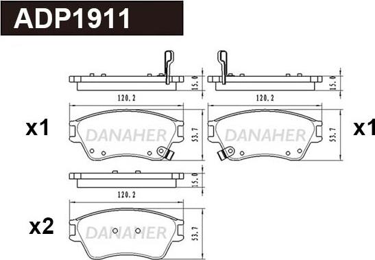 Danaher ADP1911 - Тормозные колодки, дисковые, комплект autosila-amz.com