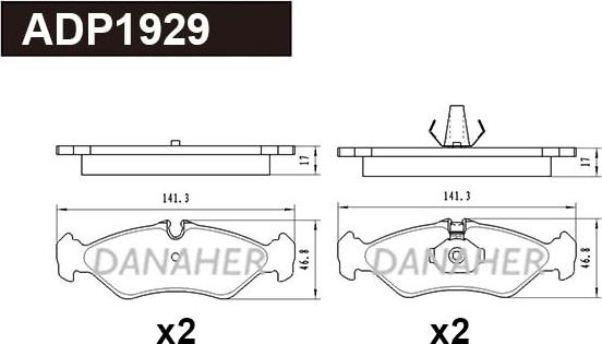 Danaher ADP1929 - Тормозные колодки, дисковые, комплект autosila-amz.com