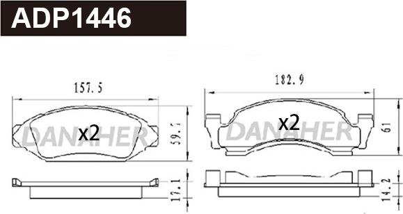 Danaher ADP1446 - Тормозные колодки, дисковые, комплект autosila-amz.com