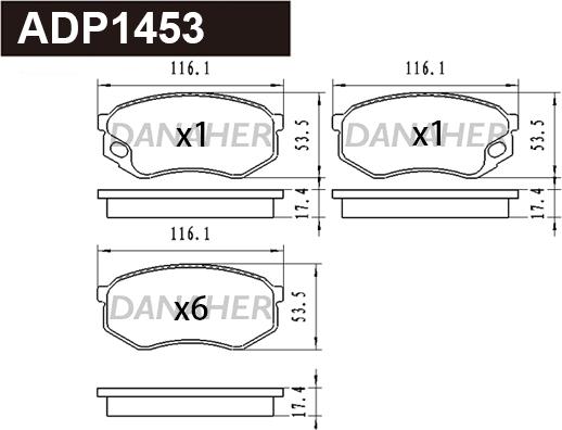 Danaher ADP1453 - Тормозные колодки, дисковые, комплект autosila-amz.com