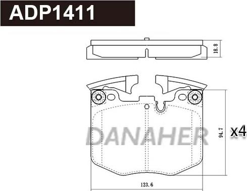 Danaher ADP1411 - Тормозные колодки, дисковые, комплект autosila-amz.com