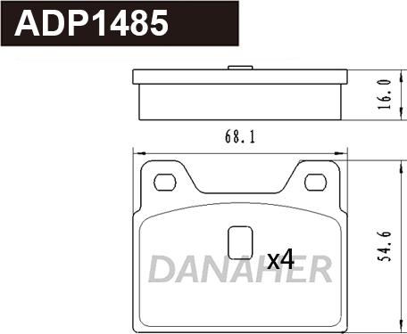 Danaher ADP1485 - Тормозные колодки, дисковые, комплект autosila-amz.com