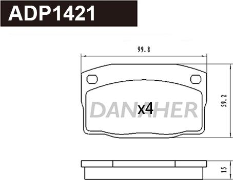 Danaher ADP1421 - Тормозные колодки, дисковые, комплект autosila-amz.com