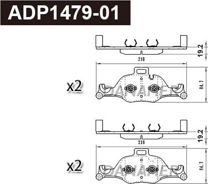 Danaher ADP1479-01 - Тормозные колодки, дисковые, комплект autosila-amz.com
