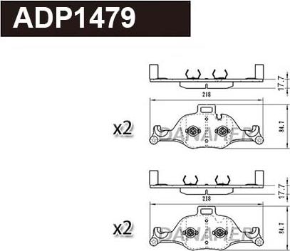 Danaher ADP1479 - Тормозные колодки, дисковые, комплект autosila-amz.com