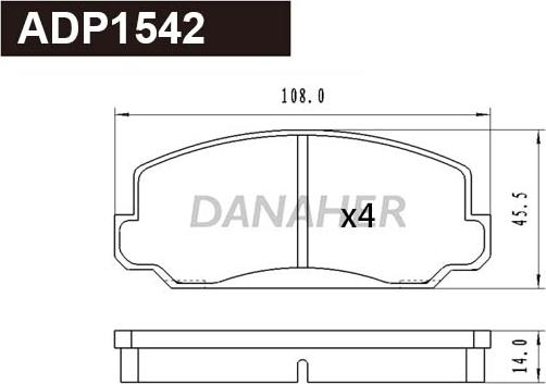 Danaher ADP1542 - Тормозные колодки, дисковые, комплект autosila-amz.com