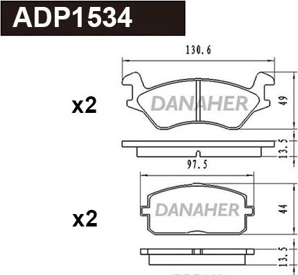 Danaher ADP1534 - Тормозные колодки, дисковые, комплект autosila-amz.com