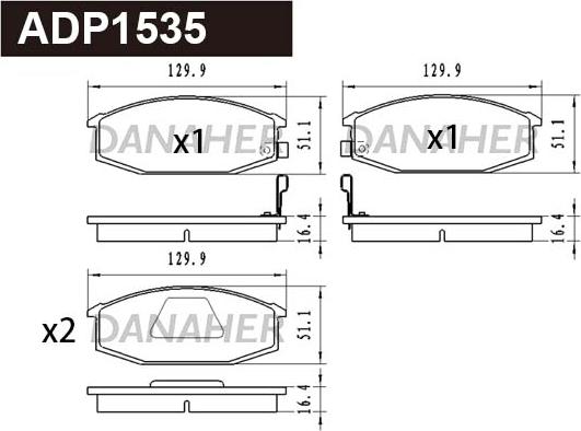 Danaher ADP1535 - Тормозные колодки, дисковые, комплект autosila-amz.com
