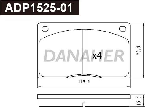 Danaher ADP1525-01 - Тормозные колодки, дисковые, комплект autosila-amz.com