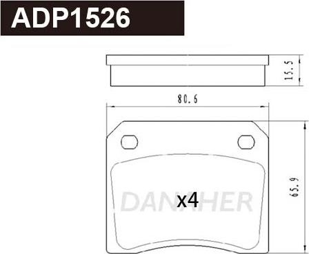 Danaher ADP1526 - Тормозные колодки, дисковые, комплект autosila-amz.com