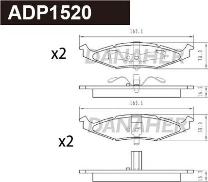 Danaher ADP1520 - Тормозные колодки, дисковые, комплект autosila-amz.com