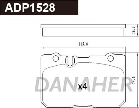 Danaher ADP1528 - Тормозные колодки, дисковые, комплект autosila-amz.com