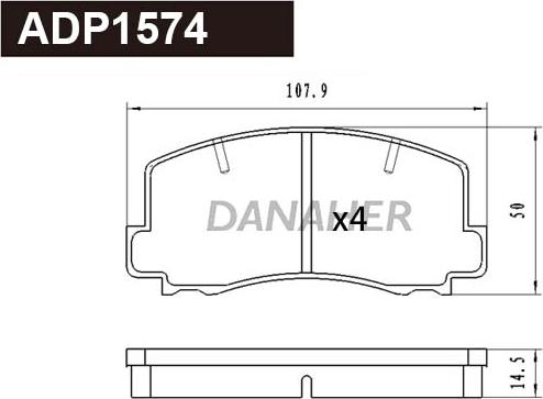 Danaher ADP1574 - Тормозные колодки, дисковые, комплект autosila-amz.com