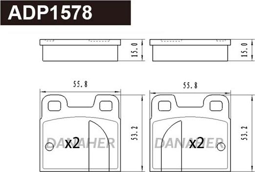 Danaher ADP1578 - Тормозные колодки, дисковые, комплект autosila-amz.com