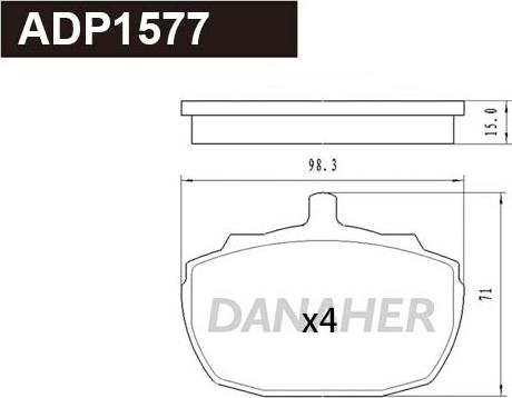 Danaher ADP1577 - Тормозные колодки, дисковые, комплект autosila-amz.com