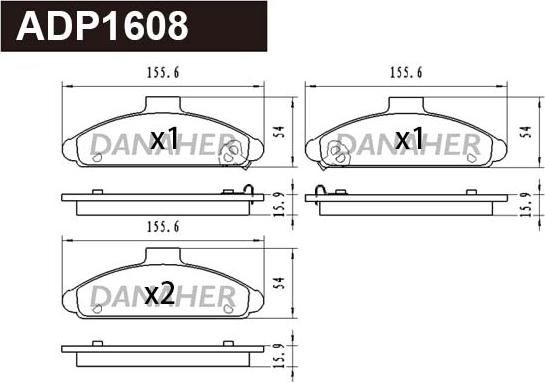 Danaher ADP1608 - Тормозные колодки, дисковые, комплект autosila-amz.com