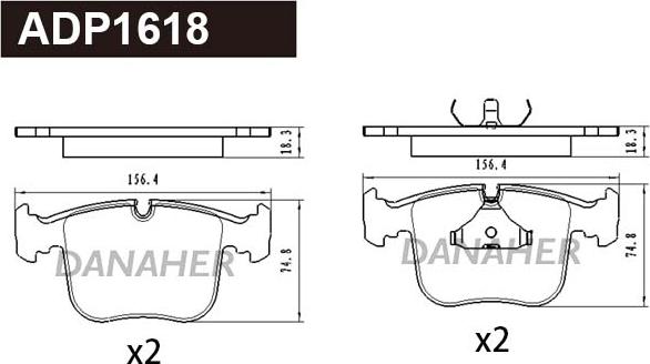 Danaher ADP1618 - Тормозные колодки, дисковые, комплект autosila-amz.com