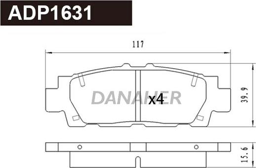 Danaher ADP1631 - Тормозные колодки, дисковые, комплект autosila-amz.com