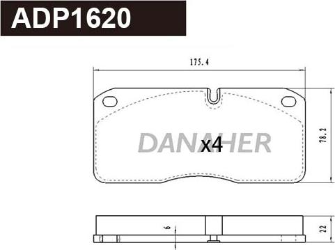 Danaher ADP1620 - Тормозные колодки, дисковые, комплект autosila-amz.com