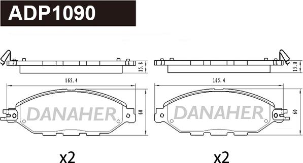Danaher ADP1090 - Тормозные колодки, дисковые, комплект autosila-amz.com