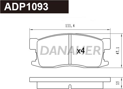 Danaher ADP1093 - Тормозные колодки, дисковые, комплект autosila-amz.com