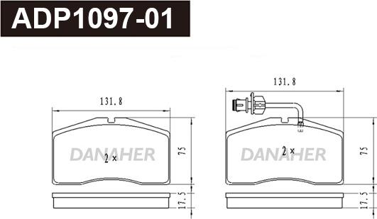 Danaher ADP1097-01 - Тормозные колодки, дисковые, комплект autosila-amz.com