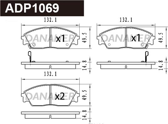 Danaher ADP1069 - Тормозные колодки, дисковые, комплект autosila-amz.com