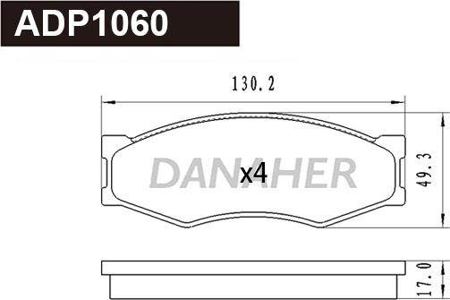 Danaher ADP1060 - Тормозные колодки, дисковые, комплект autosila-amz.com