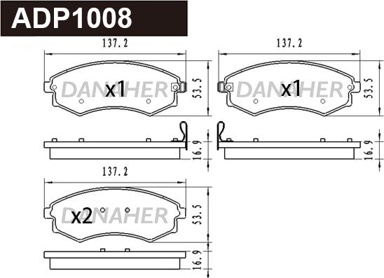 Danaher ADP1008 - Тормозные колодки, дисковые, комплект autosila-amz.com
