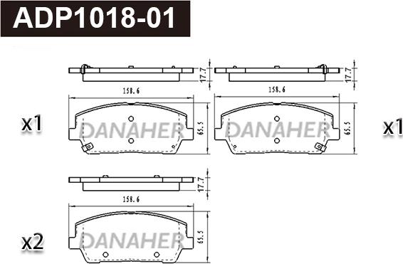 Danaher ADP1018-01 - Тормозные колодки, дисковые, комплект autosila-amz.com
