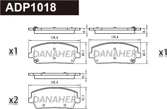 Danaher ADP1018 - Тормозные колодки, дисковые, комплект autosila-amz.com