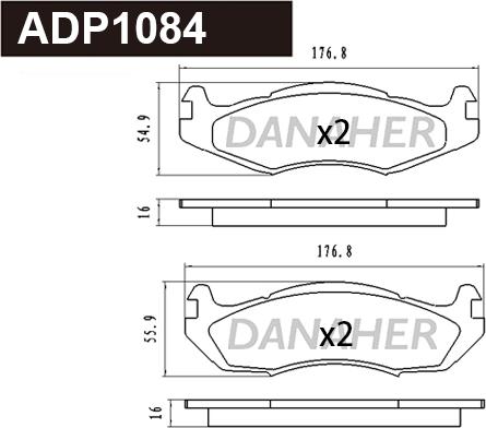 Danaher ADP1084 - Тормозные колодки, дисковые, комплект autosila-amz.com