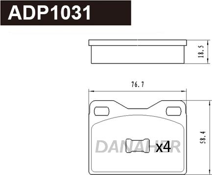 Danaher ADP1031 - Тормозные колодки, дисковые, комплект autosila-amz.com