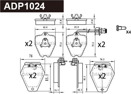 Danaher ADP1024 - Тормозные колодки, дисковые, комплект autosila-amz.com