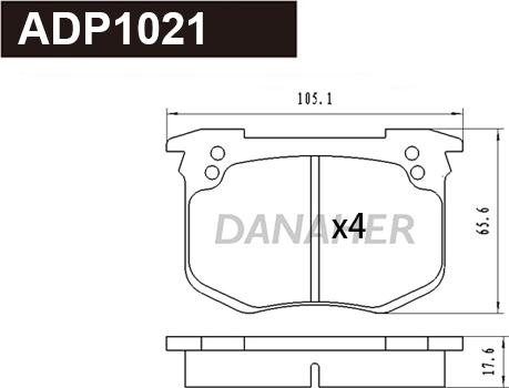 Danaher ADP1021 - Тормозные колодки, дисковые, комплект autosila-amz.com
