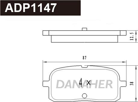 Danaher ADP1147 - Тормозные колодки, дисковые, комплект autosila-amz.com