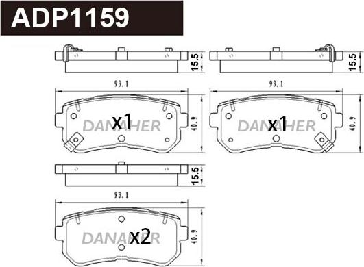 Danaher ADP1159 - Тормозные колодки, дисковые, комплект autosila-amz.com