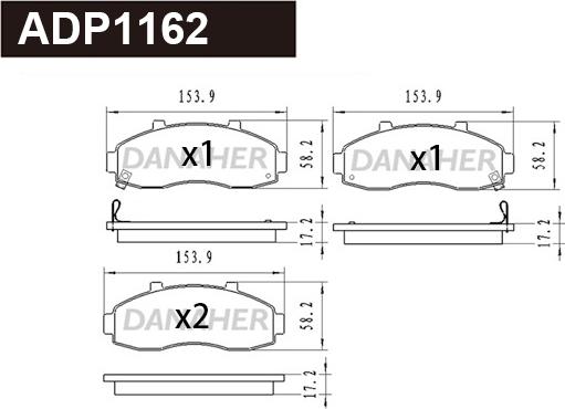 Danaher ADP1162 - Тормозные колодки, дисковые, комплект autosila-amz.com