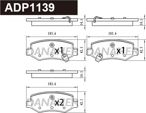 Danaher ADP1139 - Тормозные колодки, дисковые, комплект autosila-amz.com