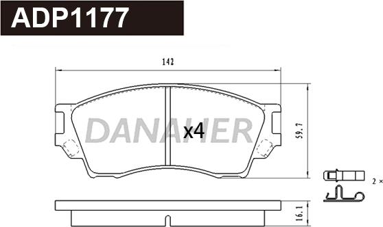 Danaher ADP1177 - Тормозные колодки, дисковые, комплект autosila-amz.com