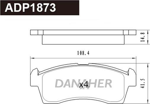 Danaher ADP1873 - Тормозные колодки, дисковые, комплект autosila-amz.com