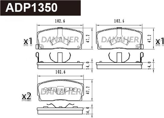 Danaher ADP1350 - Тормозные колодки, дисковые, комплект autosila-amz.com