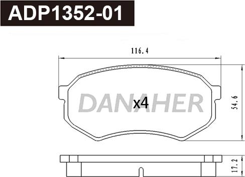 Danaher ADP1352-01 - Тормозные колодки, дисковые, комплект autosila-amz.com