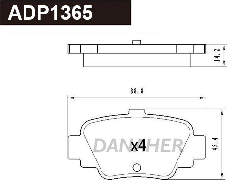 Danaher ADP1365 - Тормозные колодки, дисковые, комплект autosila-amz.com