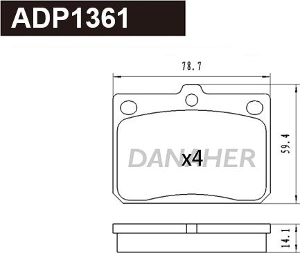Danaher ADP1361 - Тормозные колодки, дисковые, комплект autosila-amz.com